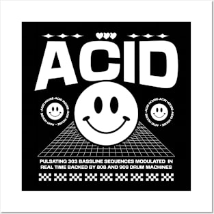 ACID HOUSE  - 3 Smiley's side by side (white) Posters and Art